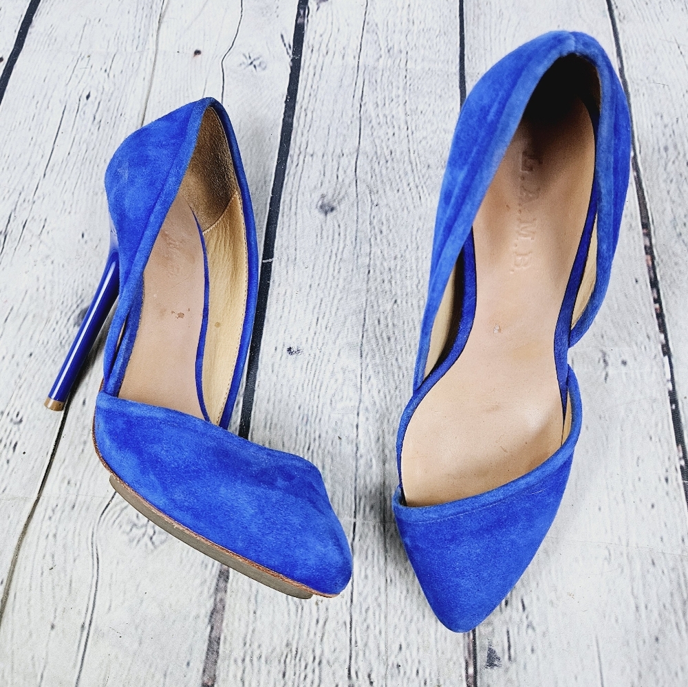 L.A.M.B. | suede leather pointed toe stilleto heels